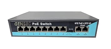 GENSEC? 8 Port PoE Switch Power Over Ethernet + 2 Uplink Port Network Switch, PoE Switch for IP Camera Hikvision, CP Plus, Dahua, Uniview IP Cameras NVRs
