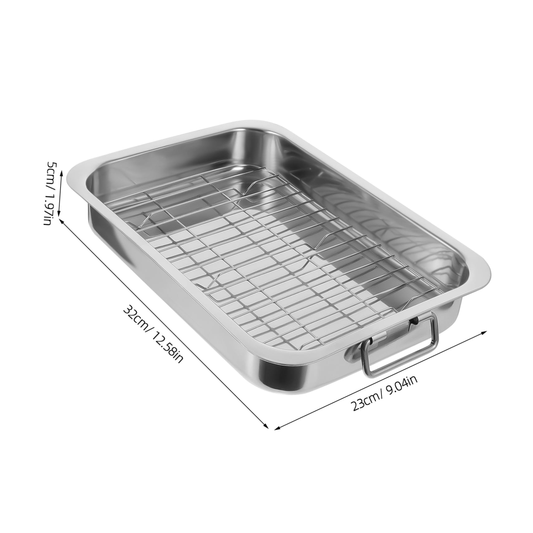Ciieeo Bandeja Para Hornear Con Rejilla Rectangular 33x23x5 Cm Acero Inoxidable Resistente Horno Cocina Multiusos Almacenamiento