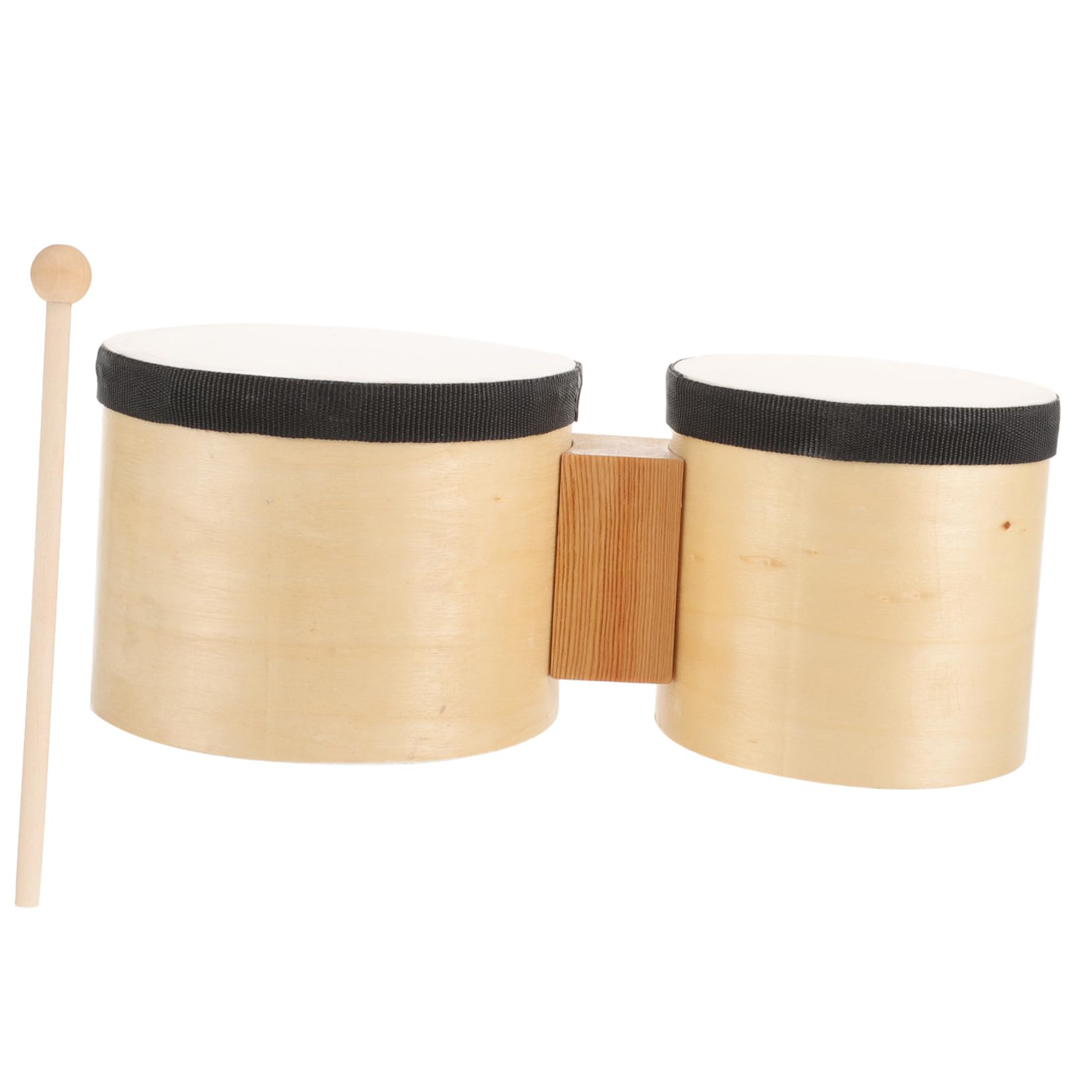 Bongó de Percusión de Madera Beige para Educación Temprana, 4 y 5 Pulgadas