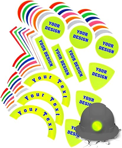 Adhesivo reflectante de alta visibilidad para casco de seguridad personalizable, logotipo de alta visibilidad para casco (mezcla de amarillo)