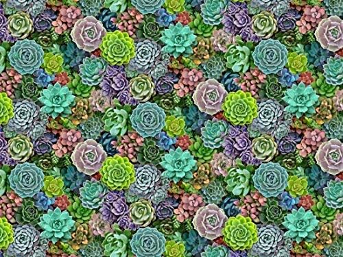 Elizabeth's Studio Succulents 599 Multi Colored Flowers Cotton Fabric