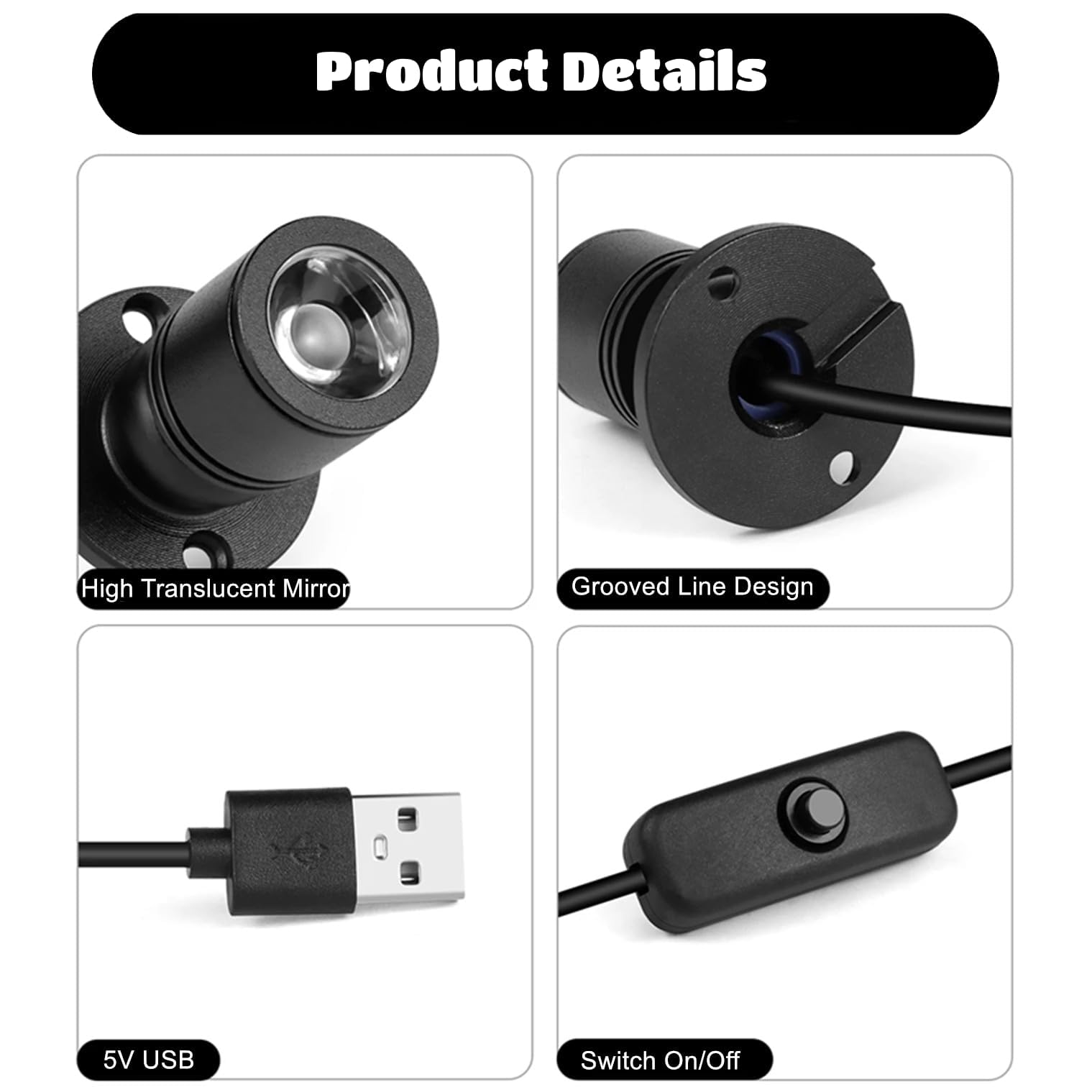 Mini Reflektor Punktowy, Aluminiowy Reflektor LED USB 5 V z możliwością ściemniania z Kablem o Długości 6,6 Stopy Małe światło Akcentujące do Malowania Obrazów Rośliny Prezentacja (Ciepłe białe światło 3000K)