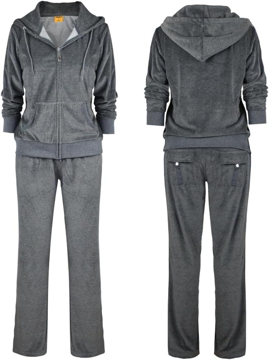 LeeHanTon Womens Jogging Suits Sets Running Velour Outfit Zipper Warm Up 2 Pieces Hoodie and Pant Tracksuit - Image 4