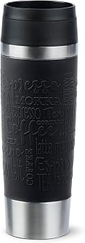 Tefal Travel Mug Classic Black 0.5L, Comfort Screw Lid, Quick Press, Soft-Touch Sleeve, Travel-Ready, Reusable, 100% Leak-Proof, Keeps Drinks Cold 12 hrs and Hot 6 hrs, 360 Drinking, N2022010