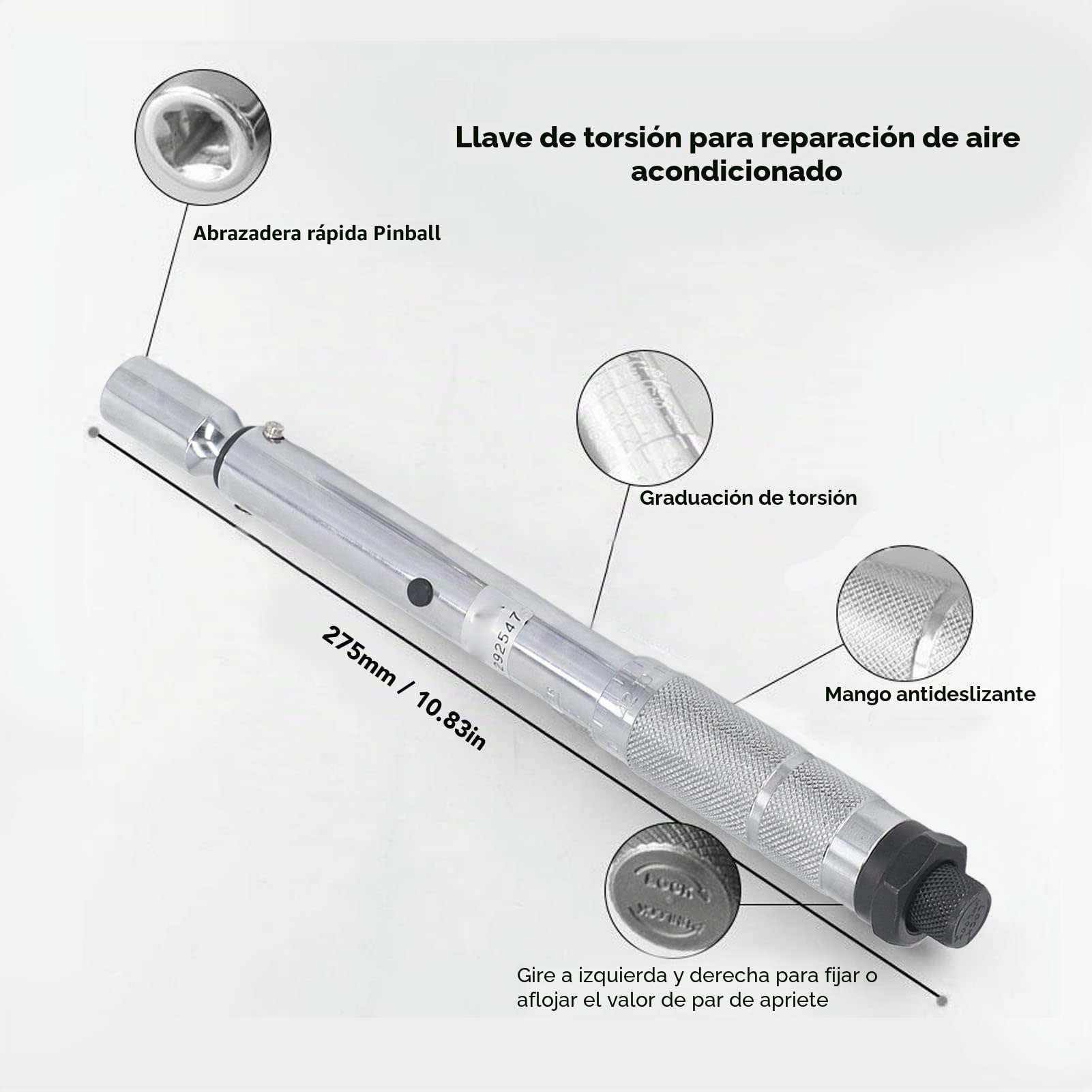 YUYTE Juego de Llaves de Torsión Dinamometrica para Aire Acondicionado, Acero con Alto Contenido de Carbono, Control Preciso, para Instalación y Mantenimiento de Acondicionamiento, Herramienta de Alta