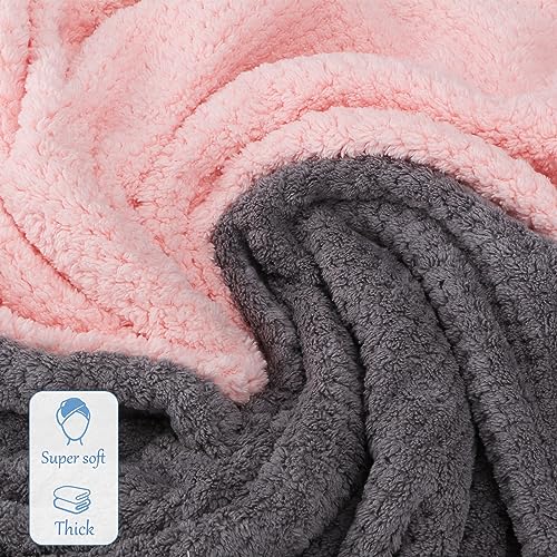 ytorgr 2 Stück Mikrofaser Handtuch für Langes Haar/ 100 x 60 cm Premium Haarturban mit Elastischem Band/Schnell Trocknend Super Saugfähig