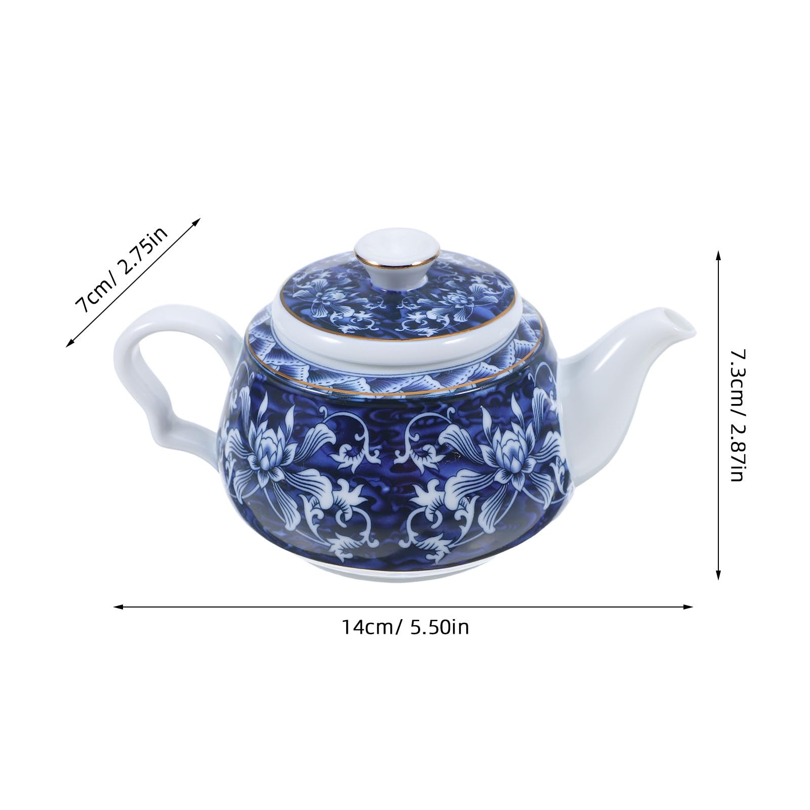 Tetera de Cerámica Azul Estilo Chino para Té, con Asa y Filtro