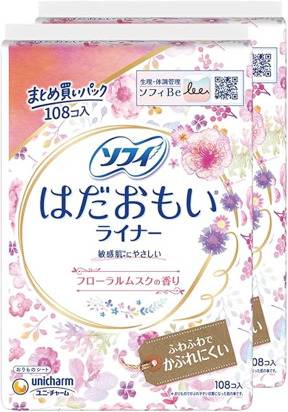 【まとめ買いパック】ソフィ はだおもいライナー フローラルムスクの香り 14cm 108枚×2個(パンティライナー おりものシート) - 1