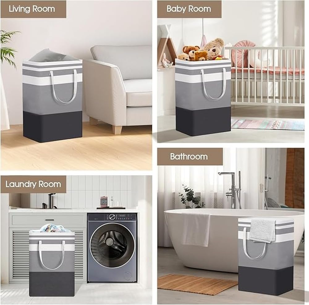 Cesto de ropa gris premium con capacidad extragrande de 75 litros