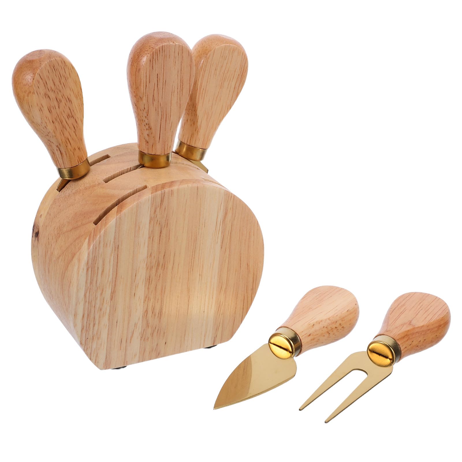 Cubiertos para queso de acero inoxidable Gadpiparty y soporte de madera noble de alta calidad