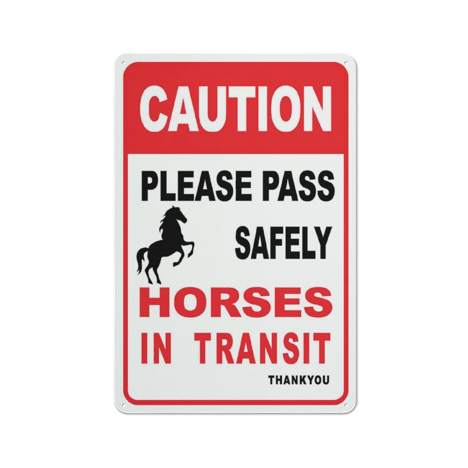 Caution Please Pass Safely Horses In Transit Thank You Sign Warning Tin Sign Home Kitchen Farm Garden Garage Wall Decor 12X8Inch