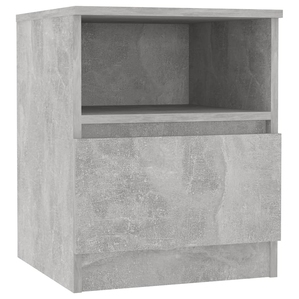 vidaXL Tables de Chevet 2 pcs, Armoires de Nuit avec Tiroir, Armoires de Lit, Meubles de Rangement Chambre, Scandinave, Gris Béton Bois d'Ingénierie