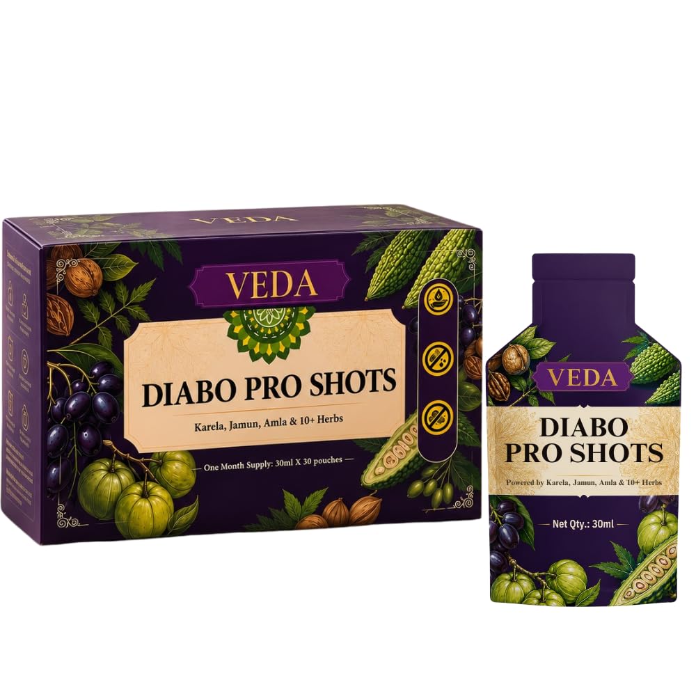 Veda Diabo Pro Shots – Ayurvedic Sugar Metabolism Support with Karela, Jamun, Amla, & 14 Herbs | Pre Mixed, No Preservatives | Single-Serve Liquid Shots | 30ml x 30 Pouches (1 Month Supply)-image-31