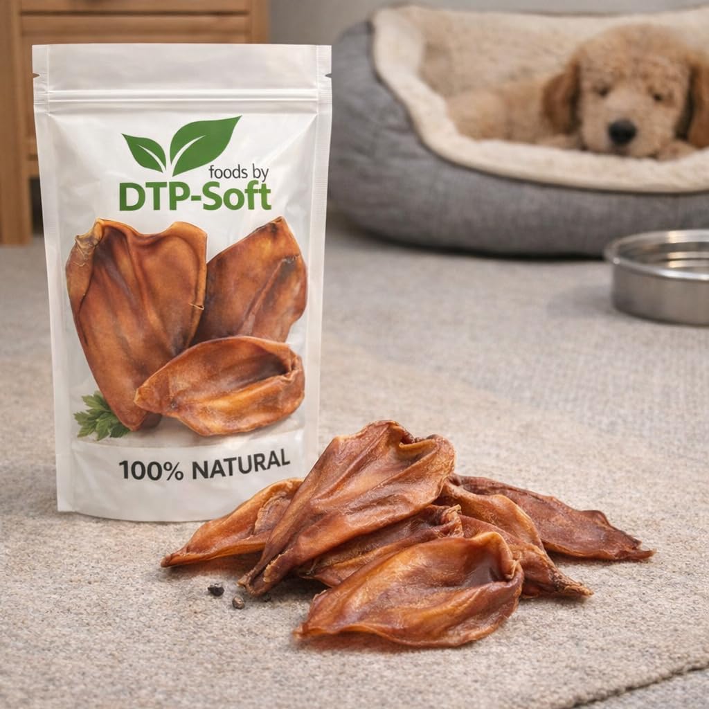 Getrocknete Schweineohren Hundesnack 10 Stück - natürlicher Kausnack für Hunde 100% Schweineohren ohne Zusätze - Kauartikel Hund für Zahnpflege - proteinreicher Hundesnack für alle Rassen