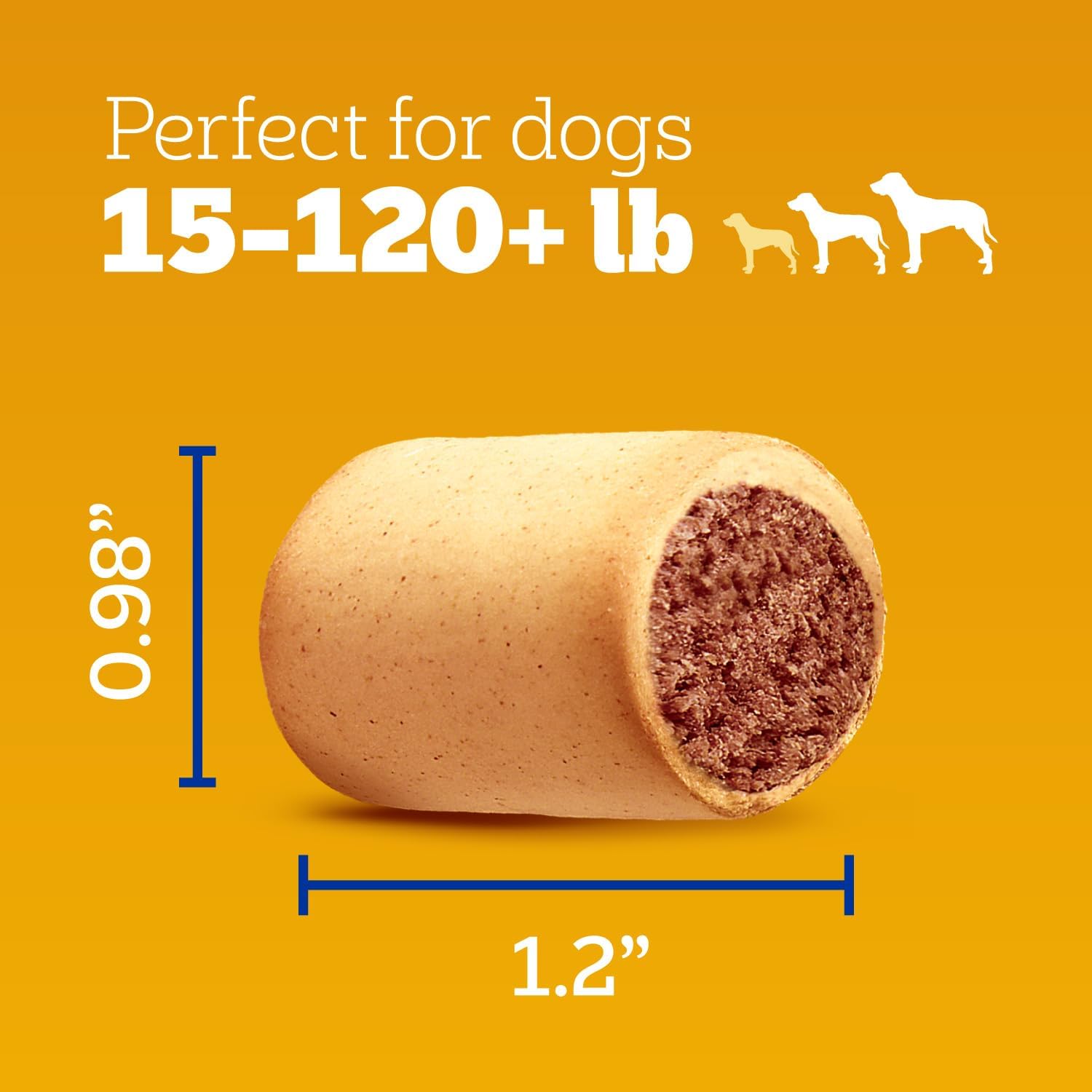 Pedigree Dry Dog Treats MarroBone, Real Beef Flavor, Bone Marrow Dog Treats, 1.5 lb. Bag (Pack of 8)