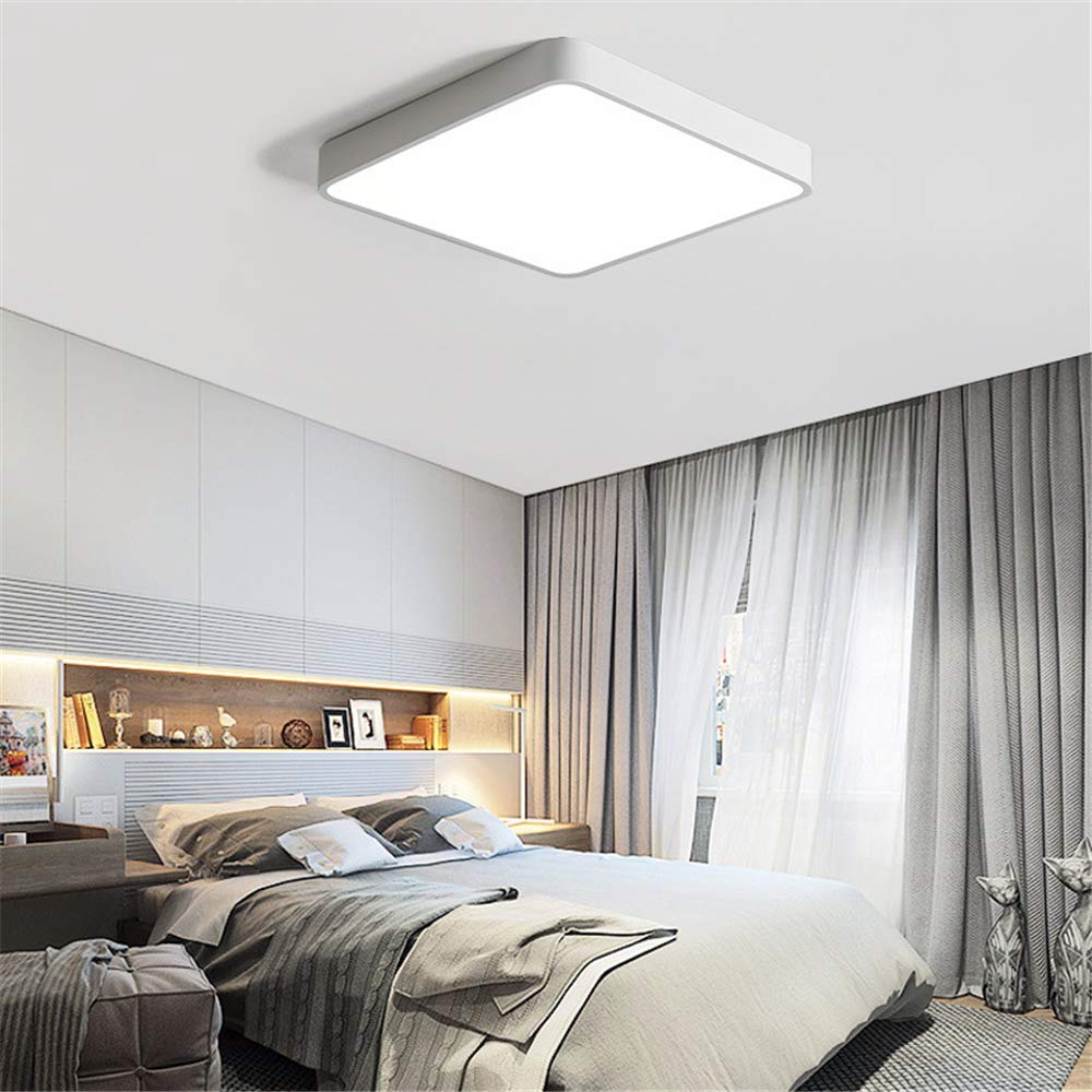 Plafón LED, 36W regulable, 3060lm, 3000-6500K, moderno plafón cuadrado ultrafino con control remoto, adecuado para baño, dormitorio, cocina, sala de estar, blanco, 40 * 40 * 5CM
