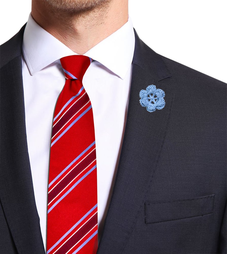 Remo Sartori Made in Italy Men's Striped Regimental Necktie, 3.34'' Width, Silk (Red)