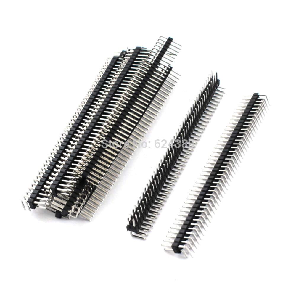 Udith 100 Pcs Lot 2x40 80Pin 2.54mm Double 2 Row Right Angle Male Pin Header Connector Strip 90 Degree PBC Ardunio Discount