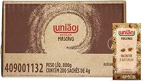Açúcar Mascavo Sache União Caixa Com 200 Unidades De 4g