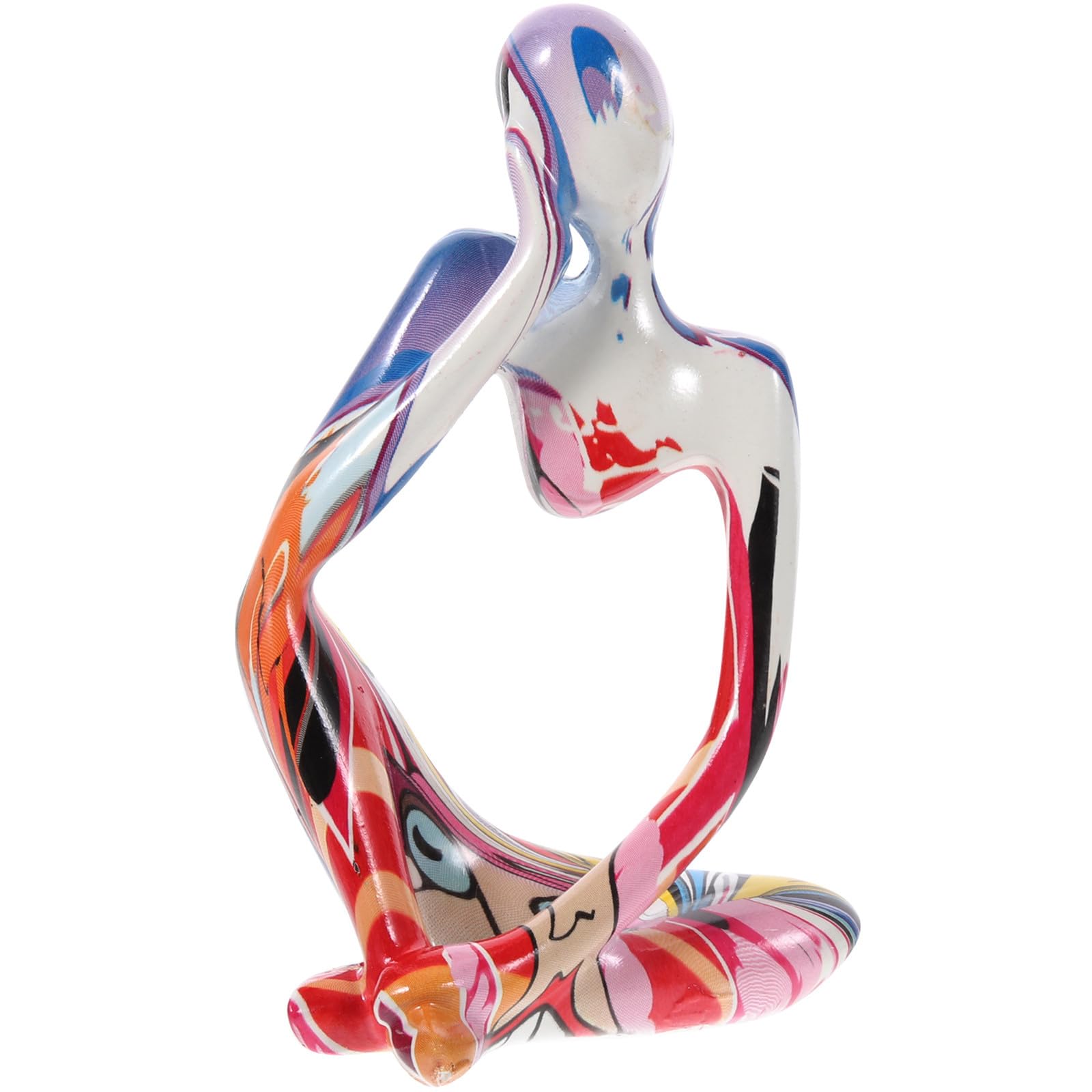 Scultura in Resina del Pensatore Design Graffiti, Decorazione Contemporanea per Mensole e Scrivania, Soprammobile per Soggiorno e Spazio Lavorativo