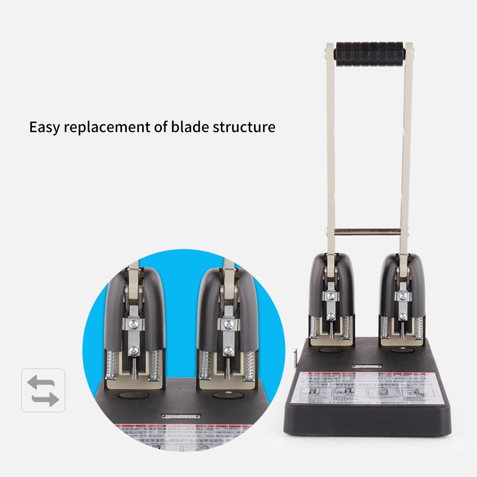Industrieller Locher, robust, 2 Papierstanzer mit verstellbarem Duide, 150 Blatt Kapazität für Papier, PVC Laminate, Locher mit Konfetti Ablage