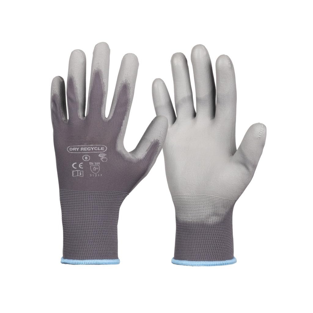 Générique Lot de 50 Paires de Gants Manutention, Travaux de Précision, Atelier, Industrie – Gants de Protection – Fins, Légers et Confortables – Polyester 100% Recyclé – Lavables (T10)