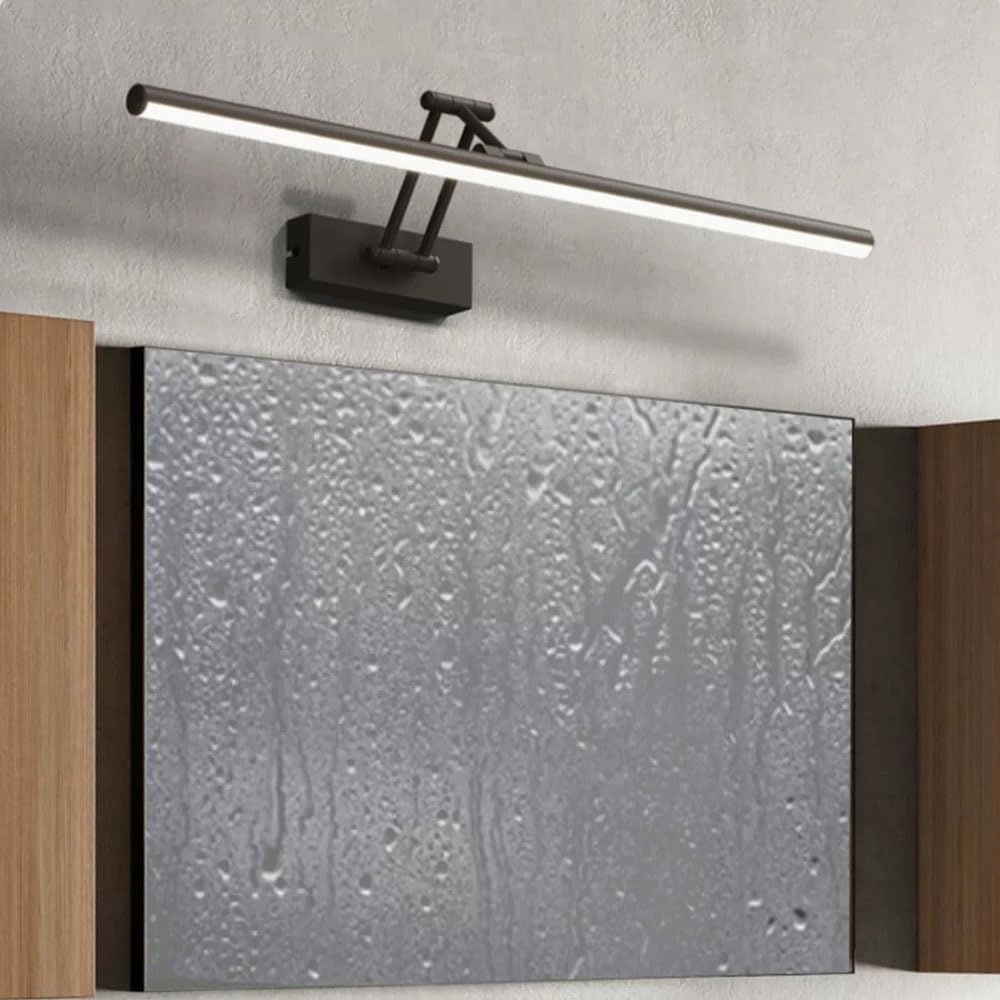 Lampada Specchio LED Minimalista, Applique Bagno Lineare Regolabile Luce per Specchio Braccio Estensibile per Illuminazione Quadri(Black(4000K),70cm/27.55in)