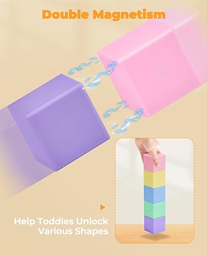 Miniatura 6 de JoyCat Bloques magnéticos para niños de 1 a 3 años, juguetes para niñas pequeñas, bloques de construcción magnéticos para niñas de 2 a 4, 3 a 5, 4 a