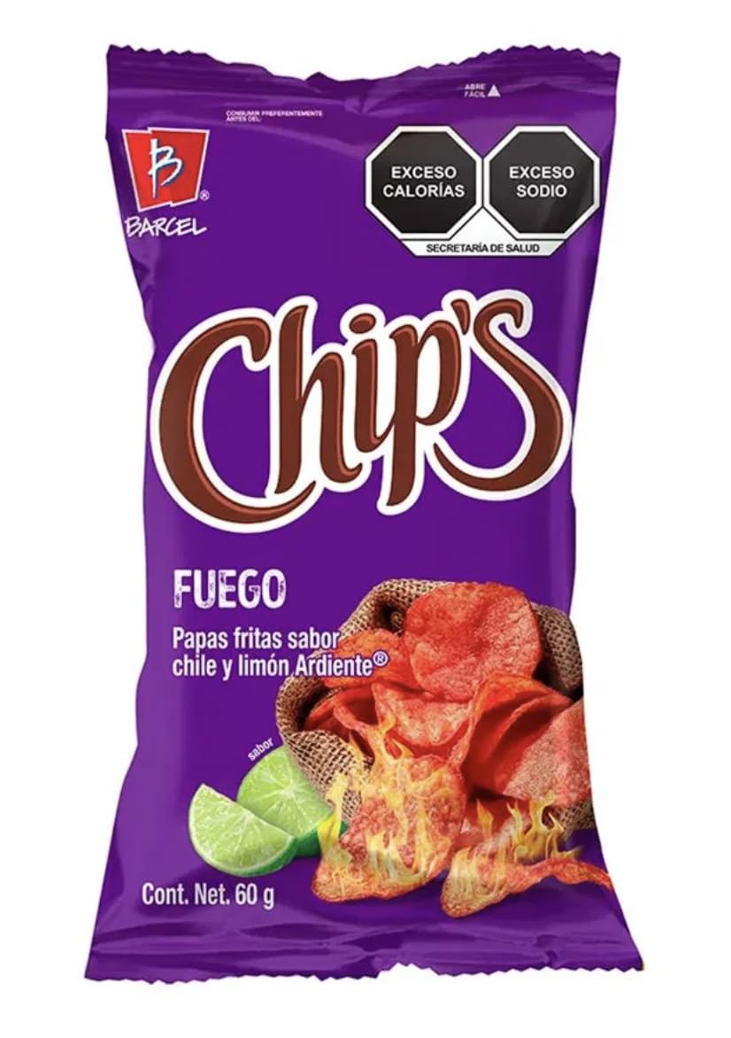 Generic Chips Papas Fritas Fuego, Sabor a Chile y Limón, 60gr c/u (6 Pack)