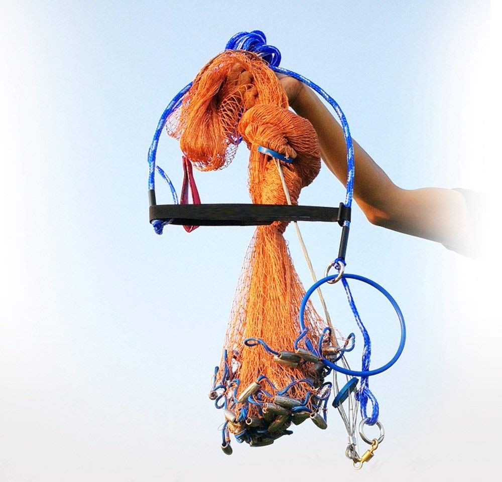 Red De Pesca Red De Pesca Tiro A Mano Rotación De Malla Transparente Línea De Neumático Trampa De Cebo Plegable Red De Peces De Varios Tamaños Opcional