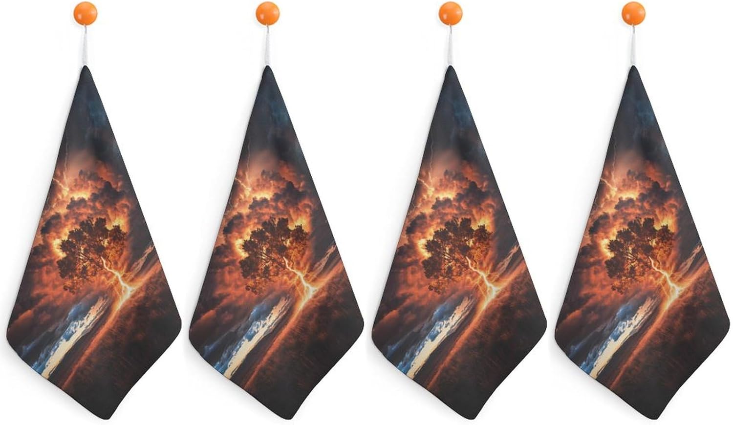 Tree with Thunder Strikes Towel Hand Towels Decorative Towel for Bathroom Kitchen Shower Gym 4PCS