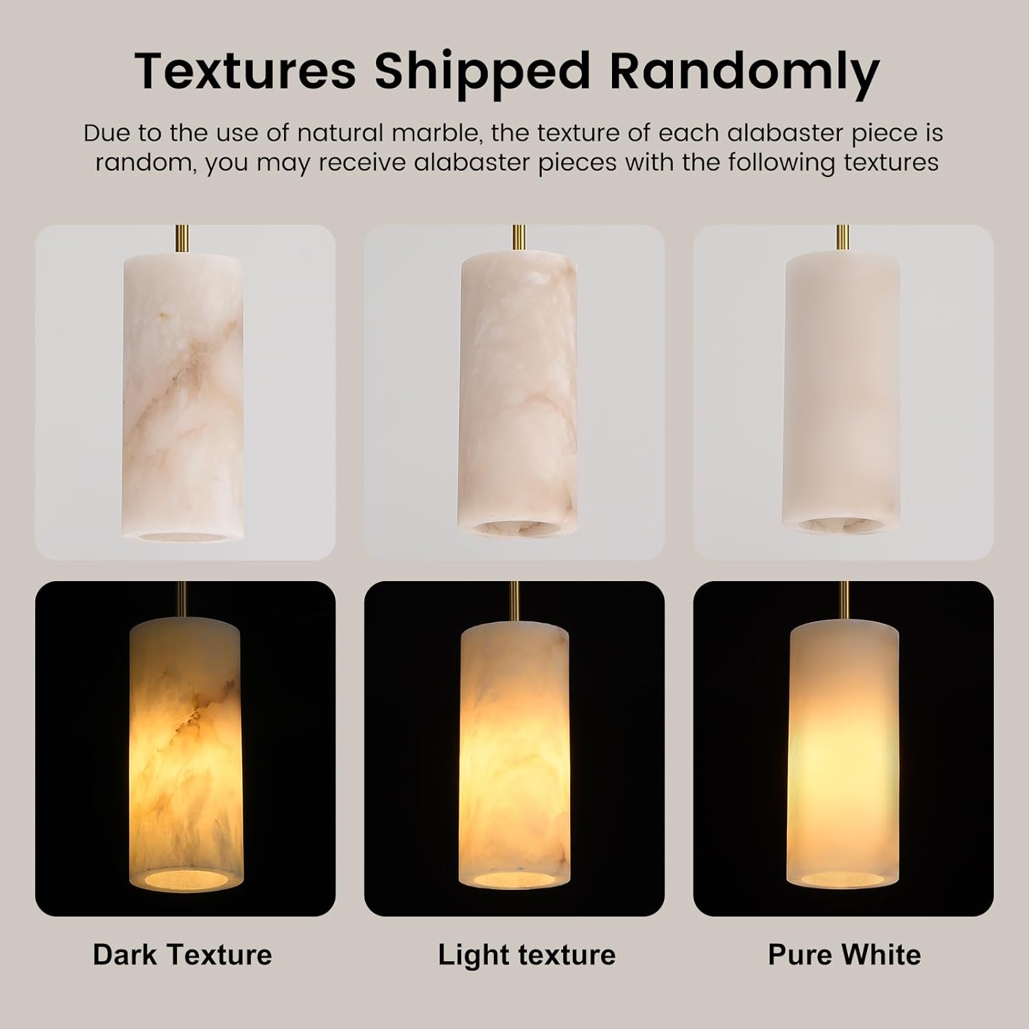 Alabaster Pendant Lights Kitchen Island, Brass Marble Pendant Lighting, Adjustable Gold Modern Pendant Lights Fixtures for Dinning Room Bedroom Bathroom Living Room(Include E12 Bulb)