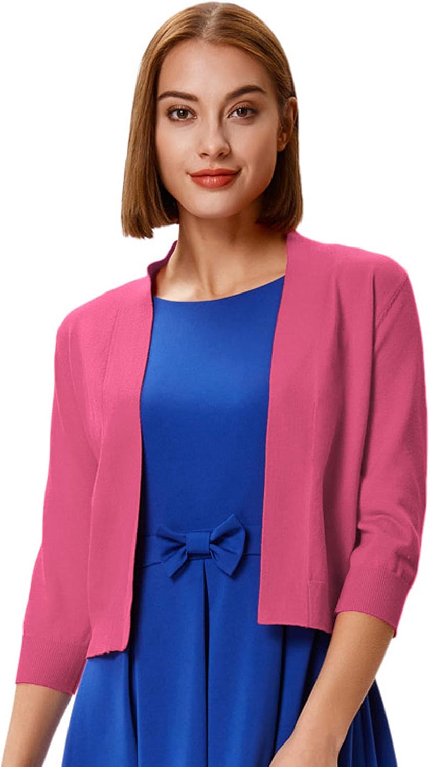 GRACE KARIN Women Cardigan Sweaters Lightweight Knit Cropped Cardigans Trendy 3/4 Sleeve Shrug Bolero S-3XL - Image 3