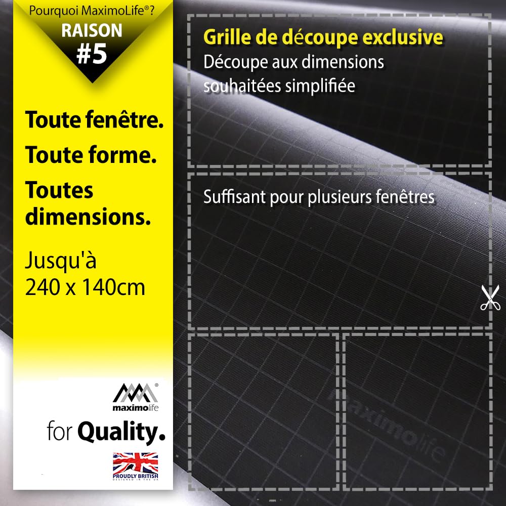 MaximoLife® Store occultant universel avec ventouses puissantes et crochet boucle robuste