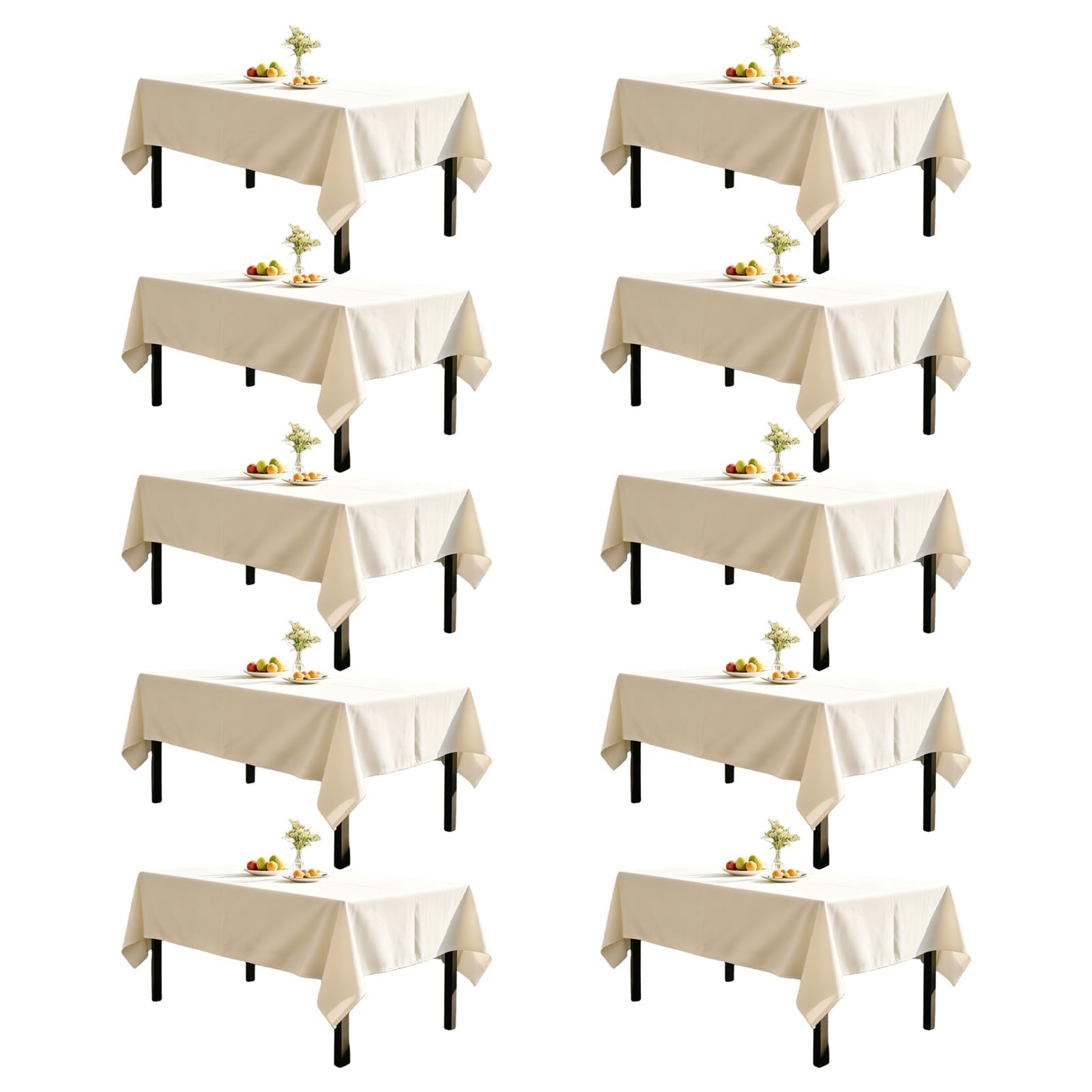 Photo 1 of WIGENIUS 10 Pack Ivory Rectangular Tablecloth 70x120 Inch