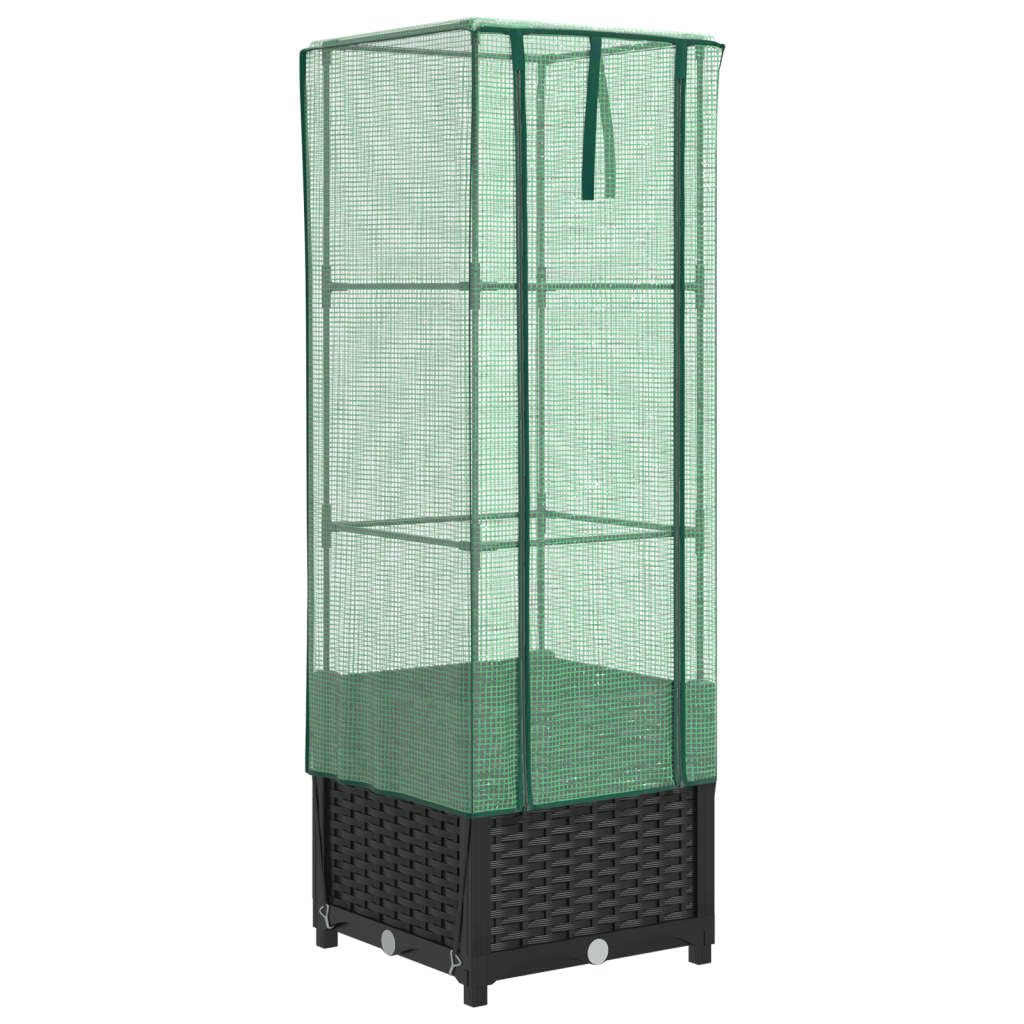 Homgoday Arriate con Cubierta Invernadero Aspecto ratán 40x40x139 cm Huerto Urbano Terraza Mesa de Cultivo Cubierta con Cubierta, para Plantas Flores Verduras Jardín Interior Exterior