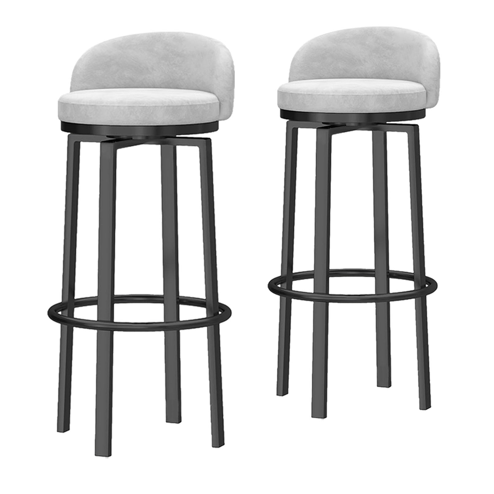Tabouret de bar en velours blanc haut de gamme avec dossier bas élégant Lot de 2