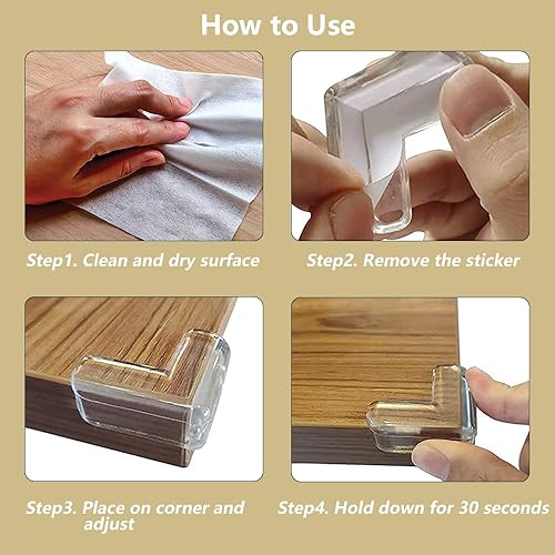 Miniatura 7 de Hexisy Protector de esquina para bebé, paquete de 18 protectores de esquina a prueba de bebés, protector de esquina para muebles y parachoques de