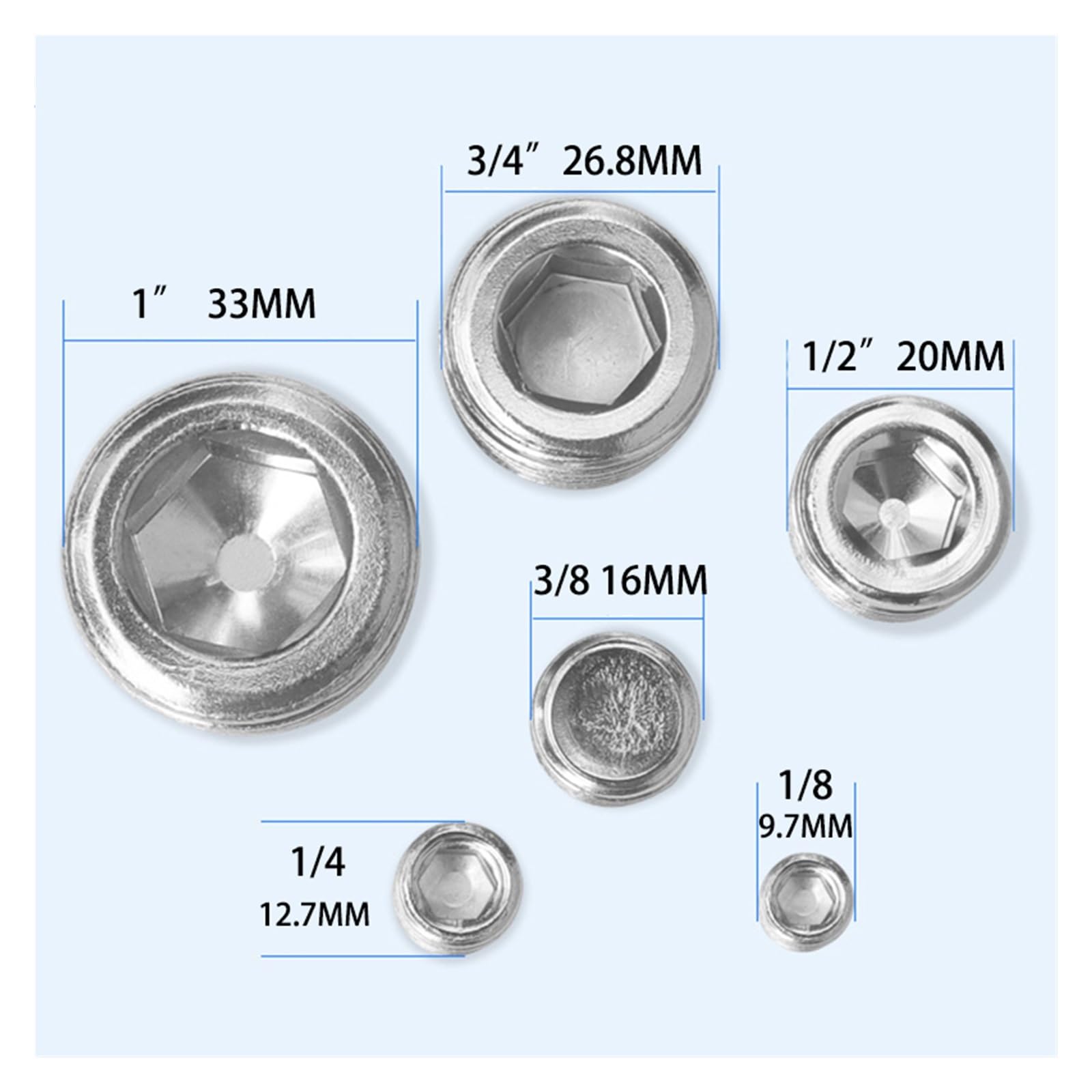 Mosiężna gwint męski Zaślepka do rury z łbem sześciokątnym Wiele rozmiarów 2 szt(Iron Pllug,2 PCS-1/4")