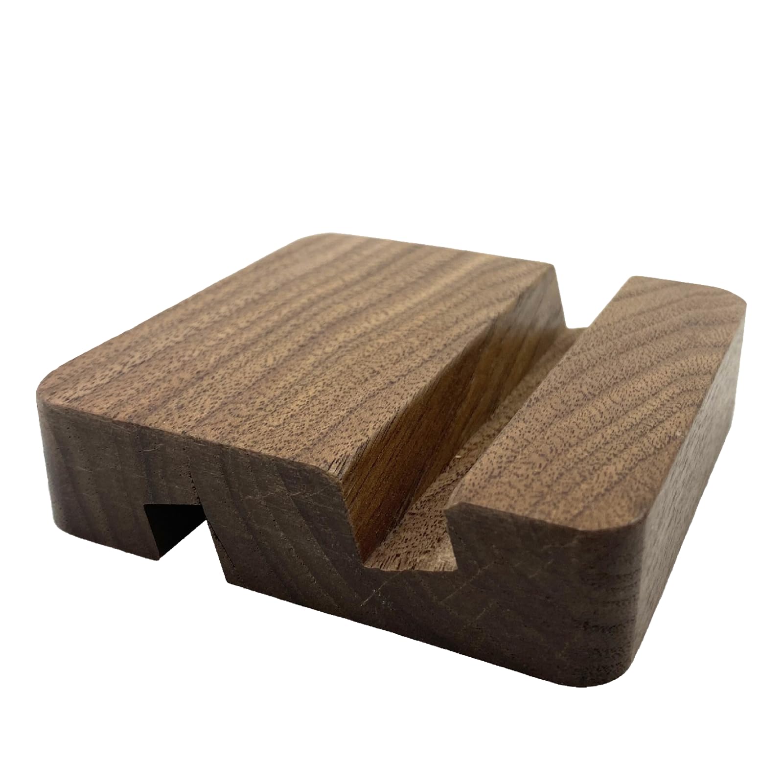 Wood Phone Stand, 2 x 8 x 8 cm, Wooden Phone Holder (Black Walnut Square Double Slot)