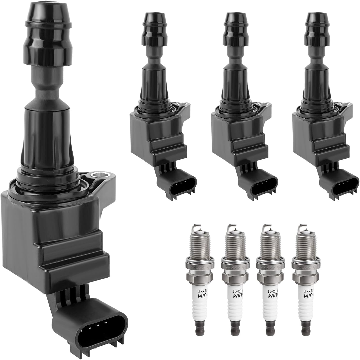 Ignition Coil Pack Spark Plugs fit for 2.0L 2.2L 2.4L Chevy Equinox Malibu Cobalt HHR, GMC Terrain, Buick LaCrosse Regal Verano, Pontiac G6, Saturn Vue, 2010 2011 2012 2013 2014 2015 2016 2017