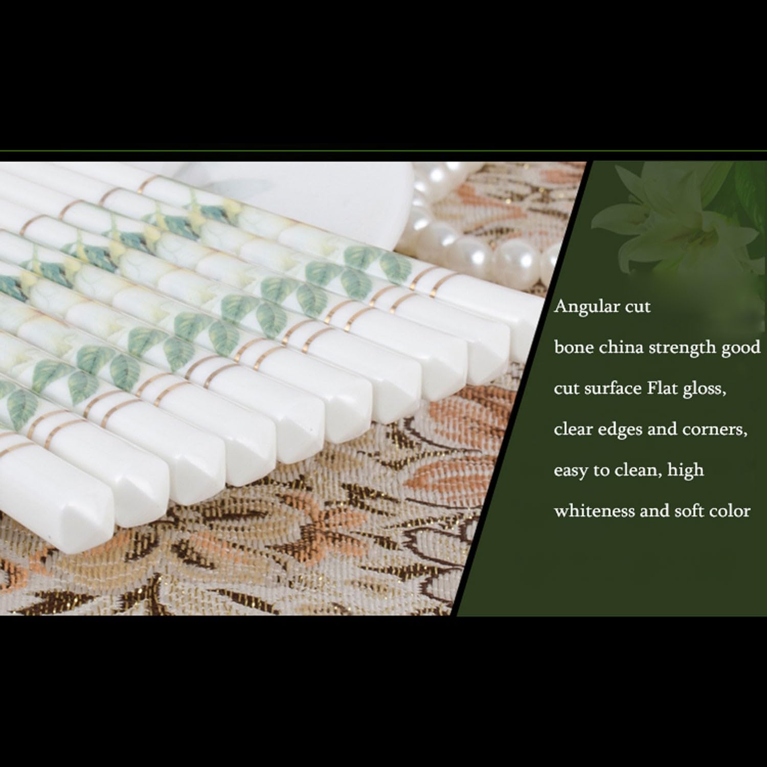 Baguettes à Doigts réutilisables en céramique de 25 cm, réutilisables pour Les Baguettes en Porcelaine osseuse, faciles à Nettoyer，10 Pairs