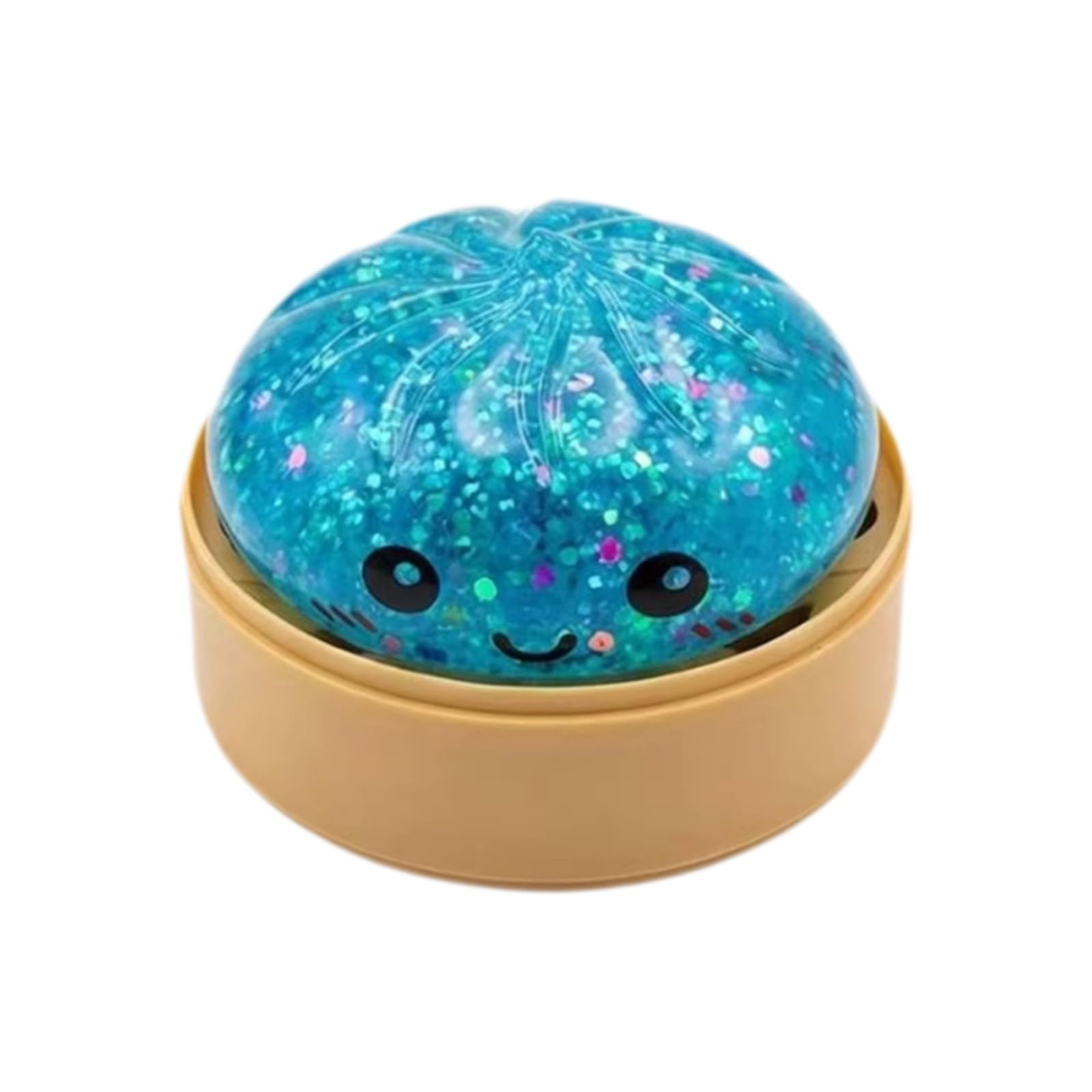 Glitter Dumpling Squishy, New Cute Squishy Dumplings With Steamer Box Soft Squeezable Fidget Toy For Adults Birthday And Graduation Gifts (E-1)