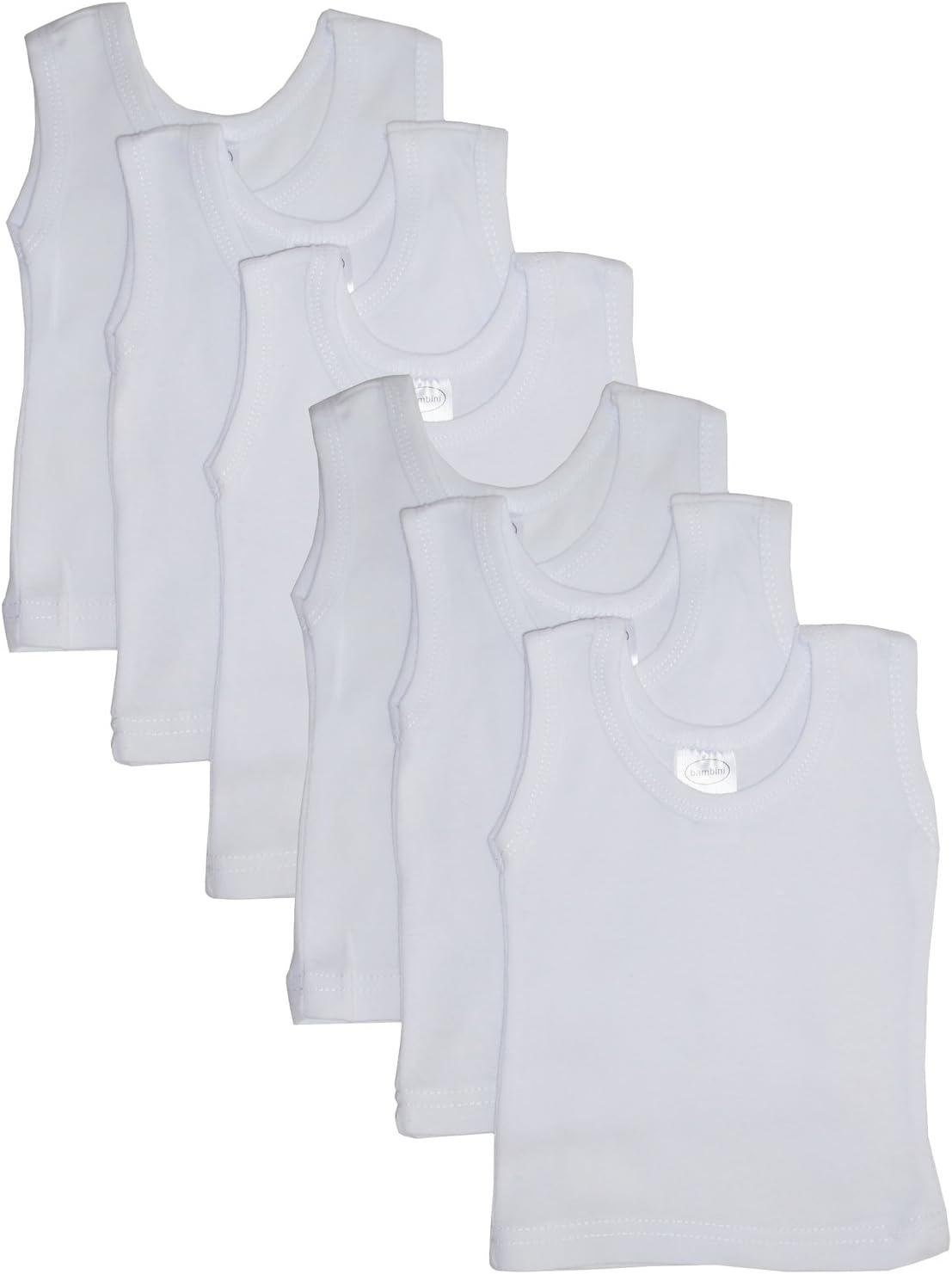 Bambini White Tank Top 6 Pack-Medium
