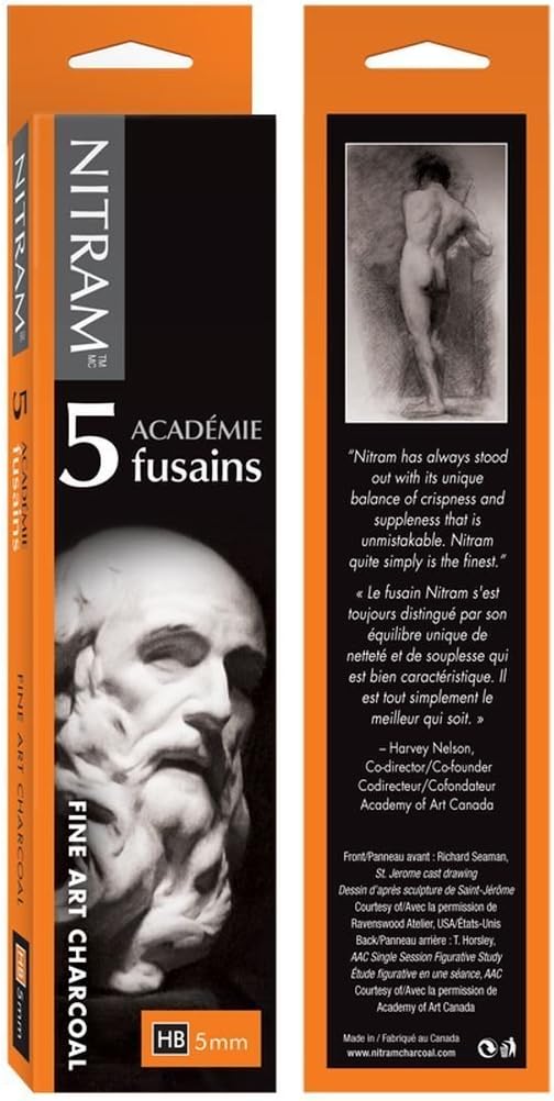 Nitram Academie Fusains Fine Art Charcoal HB Box of 5