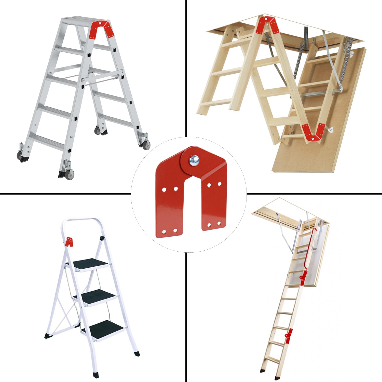 Zawiasy do drabinek strychu do opuszczania, części zamienne do drabin aluminiowych, akcesoria do drabin strychu na remont starych drabinek strychu, 2 sztuki