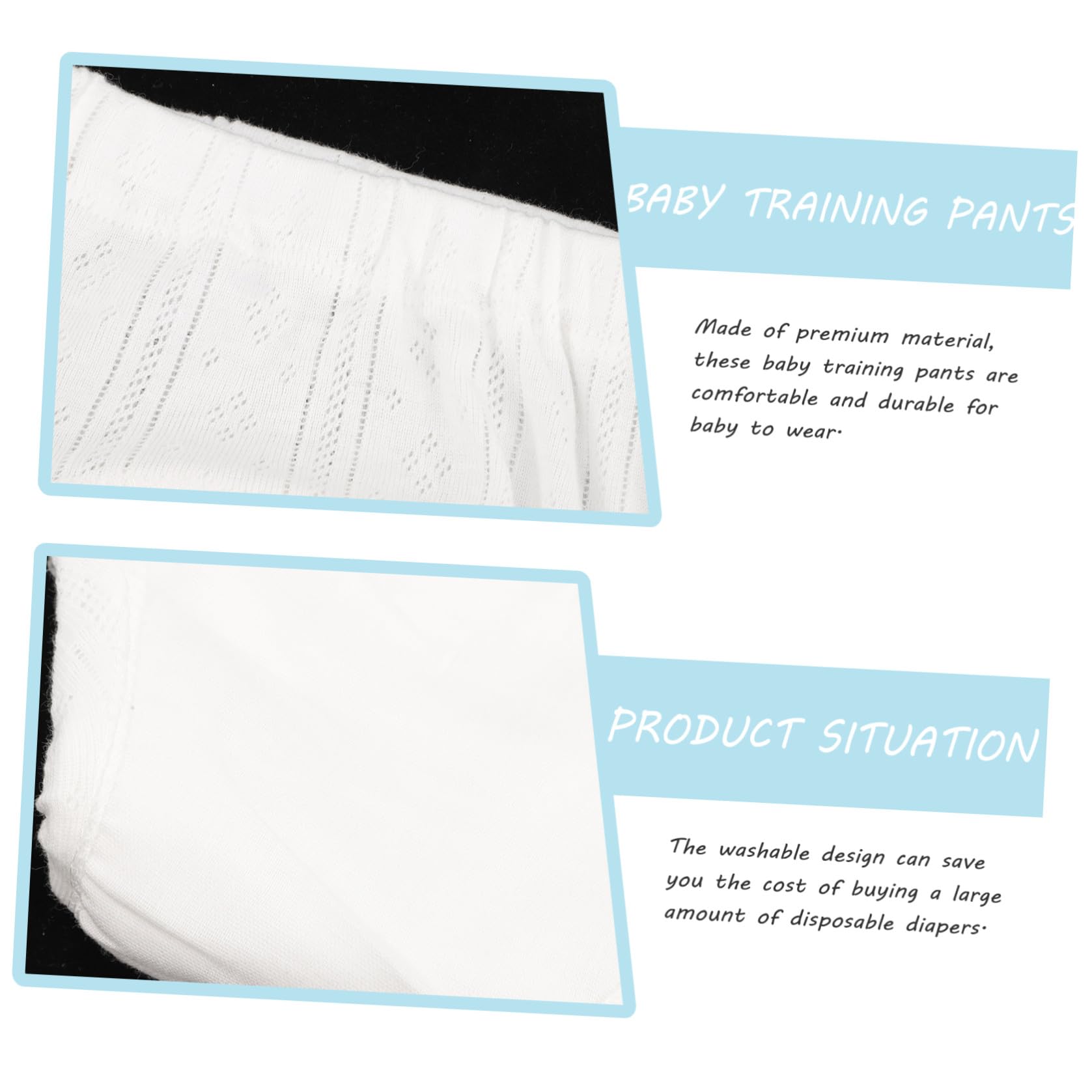 Pantalones de Entrenamiento para Bebés de Algodón Blanco, Absorbentes y Transpirables, Pack de 5 Piezas 9-11 Kg, Ideales para Aprendizaje de Baño