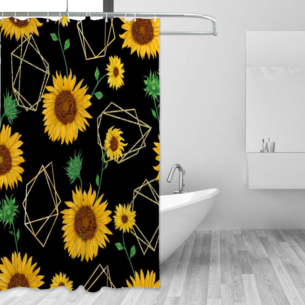 Rideau de douche tournesol en tissu polyester imperméable 180x180 cm