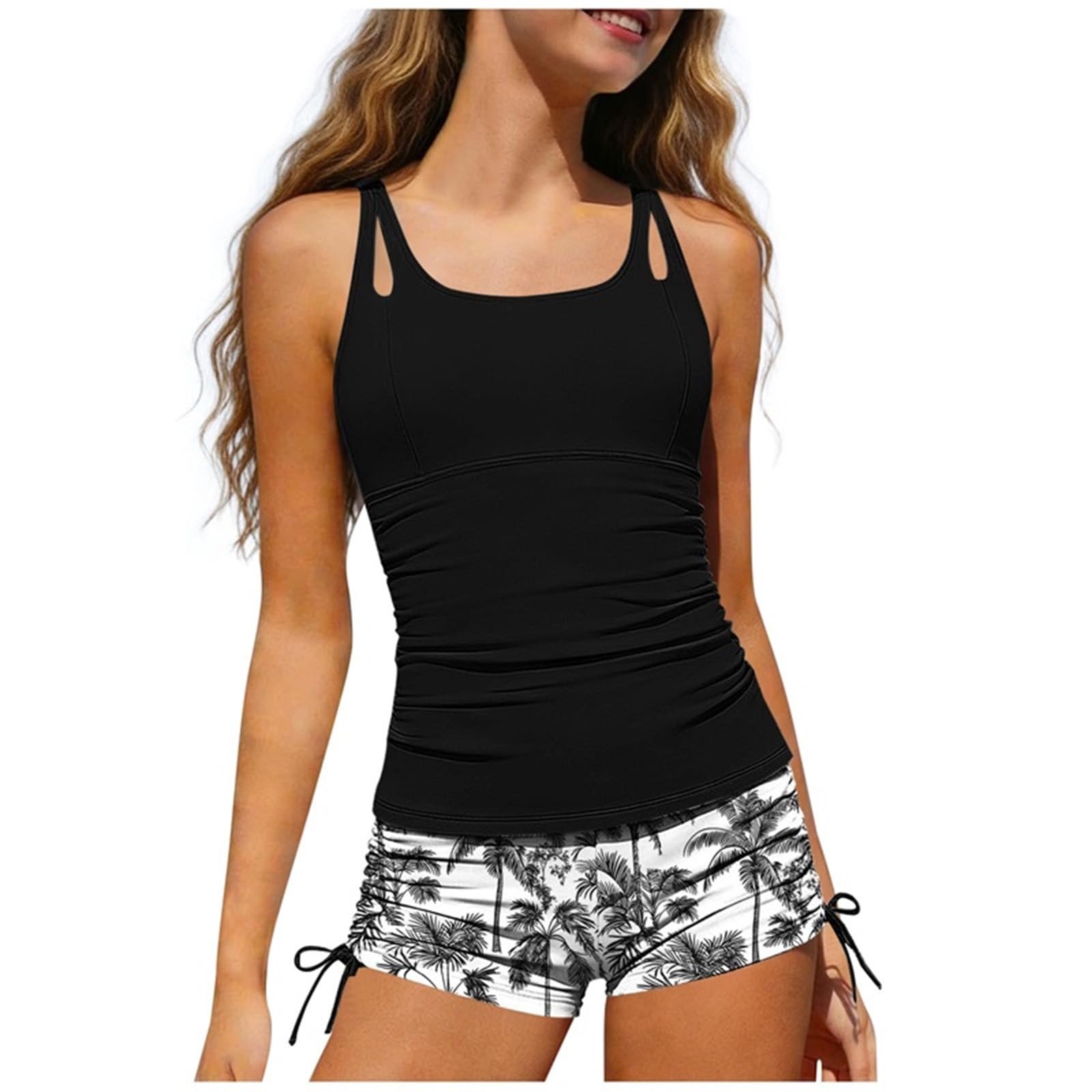 Vest-Style Swimsuit Set for Girls 7-16 Years | Sleeveless Round Neck Two-Piece Tankini | Simple Swimwear for Children — view 9