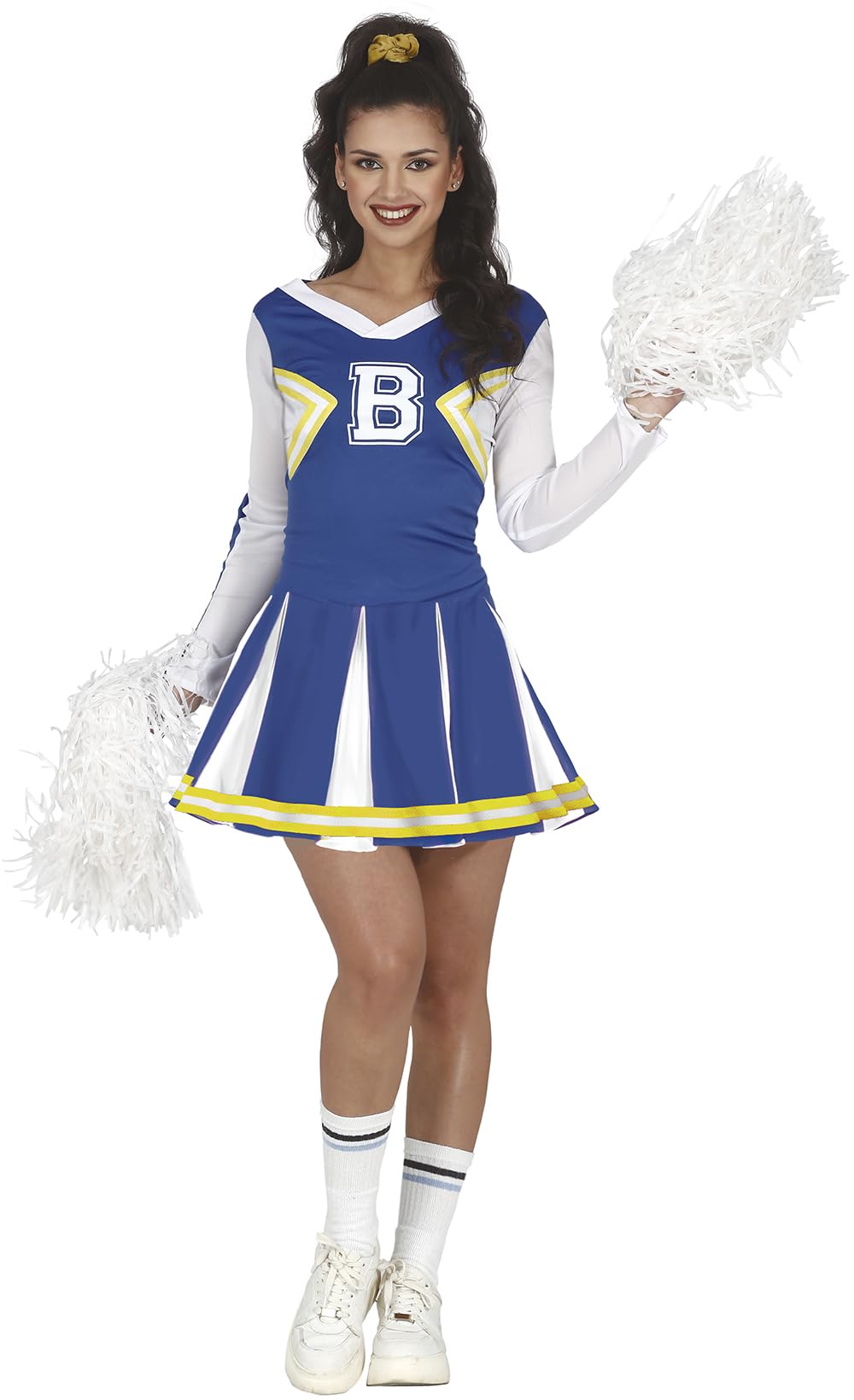 FIESTAS GUIRCA | Adult Cheerleader Fancy Dress (14-16/L) - Cheerleader Dress - Sports Costumes for Halloween, Carnival and Fancy Dress Parties - Ideal for Adults - Blue and White